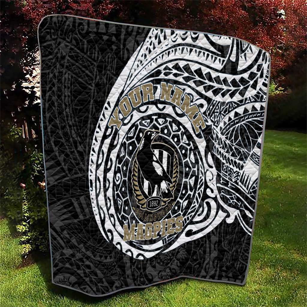 Personalized Collingwood Magpies Polynesian Quilt Tribal Chest and Sleeve Tattoo Heritage Warrior