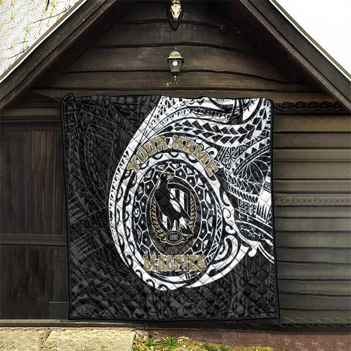 Personalized Collingwood Magpies Polynesian Quilt Tribal Chest and Sleeve Tattoo Heritage Warrior