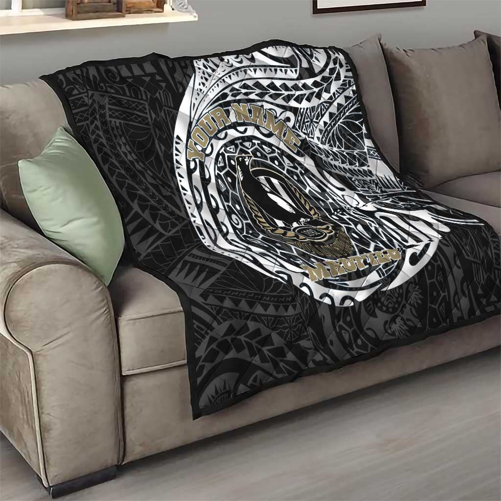 Personalized Collingwood Magpies Polynesian Quilt Tribal Chest and Sleeve Tattoo Heritage Warrior