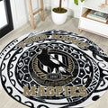Personalized Collingwood Magpies Polynesian Round Carpet Tribal Chest and Sleeve Tattoo Heritage Warrior