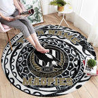Personalized Collingwood Magpies Polynesian Round Carpet Tribal Chest and Sleeve Tattoo Heritage Warrior