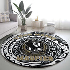 Personalized Collingwood Magpies Polynesian Round Carpet Tribal Chest and Sleeve Tattoo Heritage Warrior