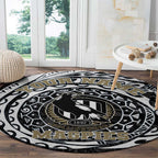 Personalized Collingwood Magpies Polynesian Round Carpet Tribal Chest and Sleeve Tattoo Heritage Warrior