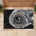 Personalized Collingwood Magpies Polynesian Rubber Doormat Tribal Chest and Sleeve Tattoo Heritage Warrior
