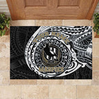 Personalized Collingwood Magpies Polynesian Rubber Doormat Tribal Chest and Sleeve Tattoo Heritage Warrior