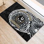 Personalized Collingwood Magpies Polynesian Rubber Doormat Tribal Chest and Sleeve Tattoo Heritage Warrior