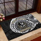 Personalized Collingwood Magpies Polynesian Rubber Doormat Tribal Chest and Sleeve Tattoo Heritage Warrior