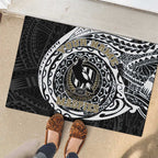 Personalized Collingwood Magpies Polynesian Rubber Doormat Tribal Chest and Sleeve Tattoo Heritage Warrior