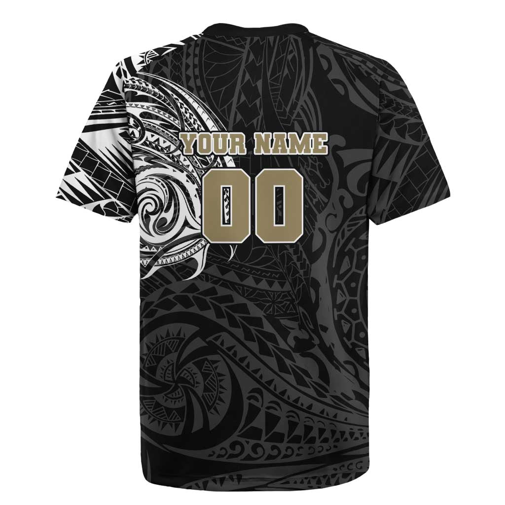 Personalized Collingwood Magpies Polynesian Rugby Jersey Tribal Chest and Sleeve Tattoo Heritage Warrior