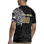 Personalized Collingwood Magpies Polynesian Rugby Jersey Tribal Chest and Sleeve Tattoo Heritage Warrior