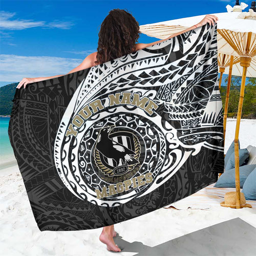 Personalized Collingwood Magpies Polynesian Sarong Tribal Chest and Sleeve Tattoo Heritage Warrior