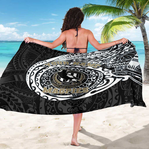 Personalized Collingwood Magpies Polynesian Sarong Tribal Chest and Sleeve Tattoo Heritage Warrior