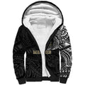 Personalized Collingwood Magpies Polynesian Sherpa Hoodie Tribal Chest and Sleeve Tattoo Heritage Warrior