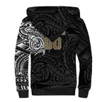 Personalized Collingwood Magpies Polynesian Sherpa Hoodie Tribal Chest and Sleeve Tattoo Heritage Warrior