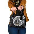 Personalized Collingwood Magpies Polynesian Shoulder Handbag Tribal Chest and Sleeve Tattoo Heritage Warrior