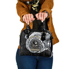 Personalized Collingwood Magpies Polynesian Shoulder Handbag Tribal Chest and Sleeve Tattoo Heritage Warrior