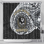 Personalized Collingwood Magpies Polynesian Shower Curtain Tribal Chest and Sleeve Tattoo Heritage Warrior