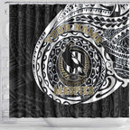 Personalized Collingwood Magpies Polynesian Shower Curtain Tribal Chest and Sleeve Tattoo Heritage Warrior
