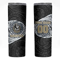 Personalized Collingwood Magpies Polynesian Skinny Tumbler Tribal Chest and Sleeve Tattoo Heritage Warrior