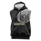 Personalized Collingwood Magpies Polynesian Sleeveless Hoodie Tribal Chest and Sleeve Tattoo Heritage Warrior