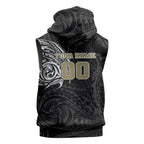 Personalized Collingwood Magpies Polynesian Sleeveless Hoodie Tribal Chest and Sleeve Tattoo Heritage Warrior