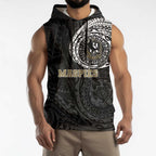 Personalized Collingwood Magpies Polynesian Sleeveless Hoodie Tribal Chest and Sleeve Tattoo Heritage Warrior