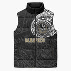 Personalized Collingwood Magpies Polynesian Sleeveless Puffer Jacket Tribal Chest and Sleeve Tattoo Heritage Warrior