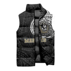 Personalized Collingwood Magpies Polynesian Sleeveless Puffer Jacket Tribal Chest and Sleeve Tattoo Heritage Warrior