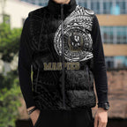 Personalized Collingwood Magpies Polynesian Sleeveless Puffer Jacket Tribal Chest and Sleeve Tattoo Heritage Warrior