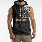 Personalized Collingwood Magpies Polynesian Sleeveless Zip Hoodie Tribal Chest and Sleeve Tattoo Heritage Warrior