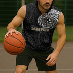 Personalized Collingwood Magpies Polynesian Sleeveless Zip Hoodie Tribal Chest and Sleeve Tattoo Heritage Warrior