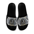 Personalized Collingwood Magpies Polynesian Slide Sandals Tribal Chest and Sleeve Tattoo Heritage Warrior