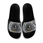 Personalized Collingwood Magpies Polynesian Slide Sandals Tribal Chest and Sleeve Tattoo Heritage Warrior