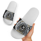 Personalized Collingwood Magpies Polynesian Slide Sandals Tribal Chest and Sleeve Tattoo Heritage Warrior