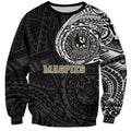 Personalized Collingwood Magpies Polynesian Sweatshirt Tribal Chest and Sleeve Tattoo Heritage Warrior