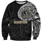 Personalized Collingwood Magpies Polynesian Sweatshirt Tribal Chest and Sleeve Tattoo Heritage Warrior