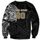 Personalized Collingwood Magpies Polynesian Sweatshirt Tribal Chest and Sleeve Tattoo Heritage Warrior