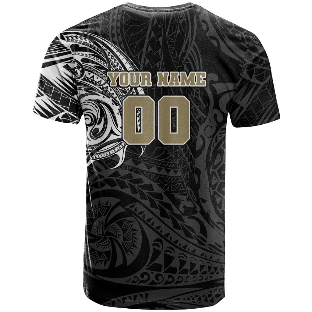 Personalized Collingwood Magpies Polynesian T Shirt Tribal Chest and Sleeve Tattoo Heritage Warrior