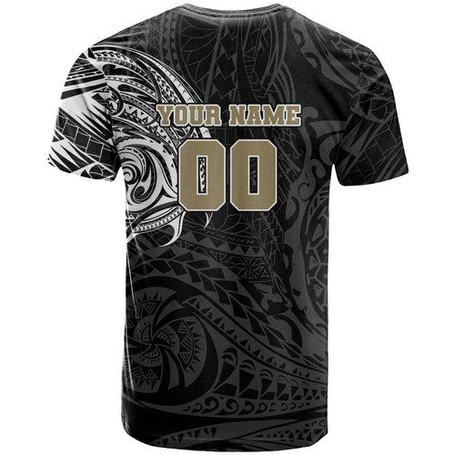 Personalized Collingwood Magpies Polynesian T Shirt Tribal Chest and Sleeve Tattoo Heritage Warrior