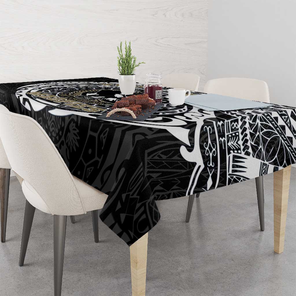 Personalized Collingwood Magpies Polynesian Tablecloth Tribal Chest and Sleeve Tattoo Heritage Warrior