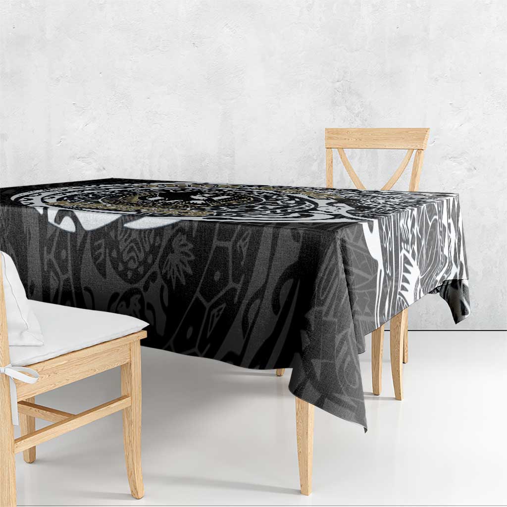 Personalized Collingwood Magpies Polynesian Tablecloth Tribal Chest and Sleeve Tattoo Heritage Warrior