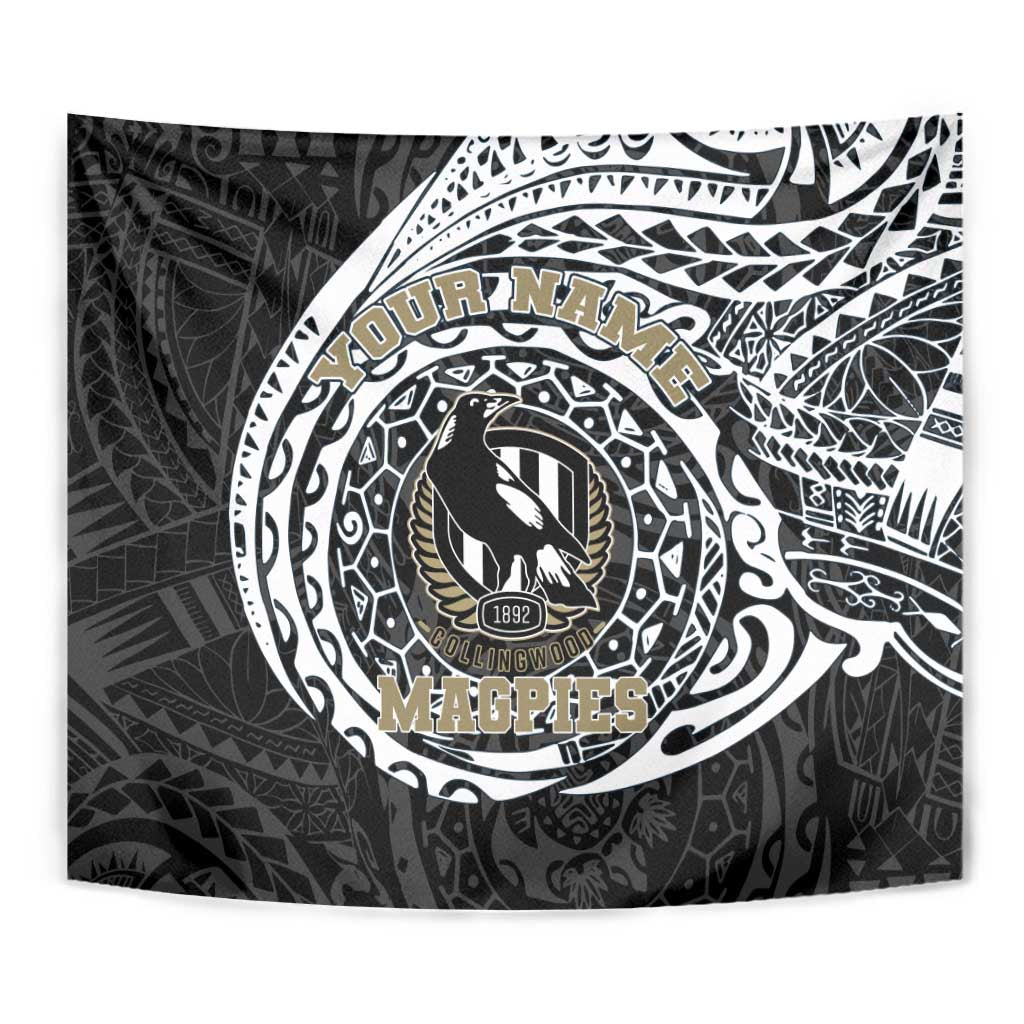 Personalized Collingwood Magpies Polynesian Tapestry Tribal Chest and Sleeve Tattoo Heritage Warrior