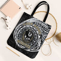 Personalized Collingwood Magpies Polynesian Tote Bag Tribal Chest and Sleeve Tattoo Heritage Warrior