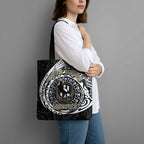 Personalized Collingwood Magpies Polynesian Tote Bag Tribal Chest and Sleeve Tattoo Heritage Warrior