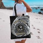 Personalized Collingwood Magpies Polynesian Tote Bag Tribal Chest and Sleeve Tattoo Heritage Warrior