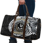 Personalized Collingwood Magpies Polynesian Travel Bag Tribal Chest and Sleeve Tattoo Heritage Warrior