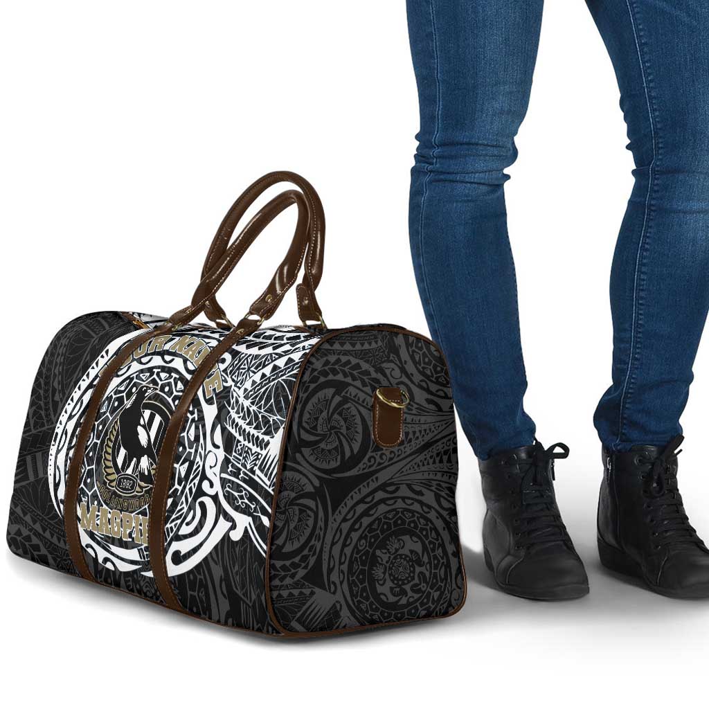 Personalized Collingwood Magpies Polynesian Travel Bag Tribal Chest and Sleeve Tattoo Heritage Warrior