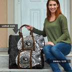 Personalized Collingwood Magpies Polynesian Travel Bag Tribal Chest and Sleeve Tattoo Heritage Warrior