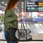 Personalized Collingwood Magpies Polynesian Travel Bag Tribal Chest and Sleeve Tattoo Heritage Warrior