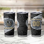 Personalized Collingwood Magpies Polynesian Tumbler Cup Tribal Chest and Sleeve Tattoo Heritage Warrior